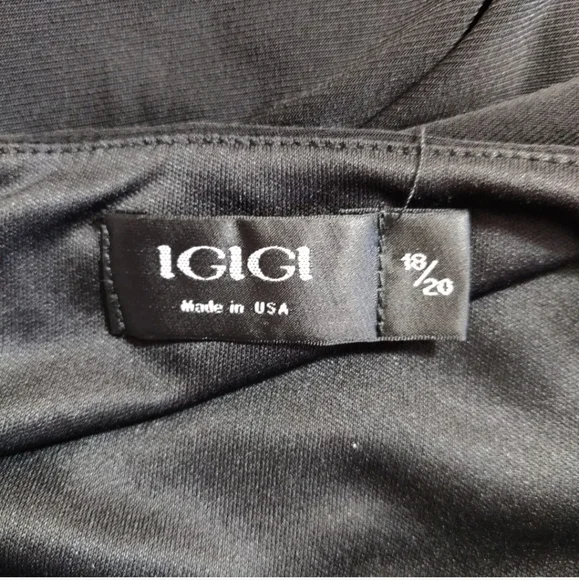 IGIGI Solid Black Stretchy Faux Wrap Dress Formal Cocktail Plus Size 18/20 - Picture 11 of 14